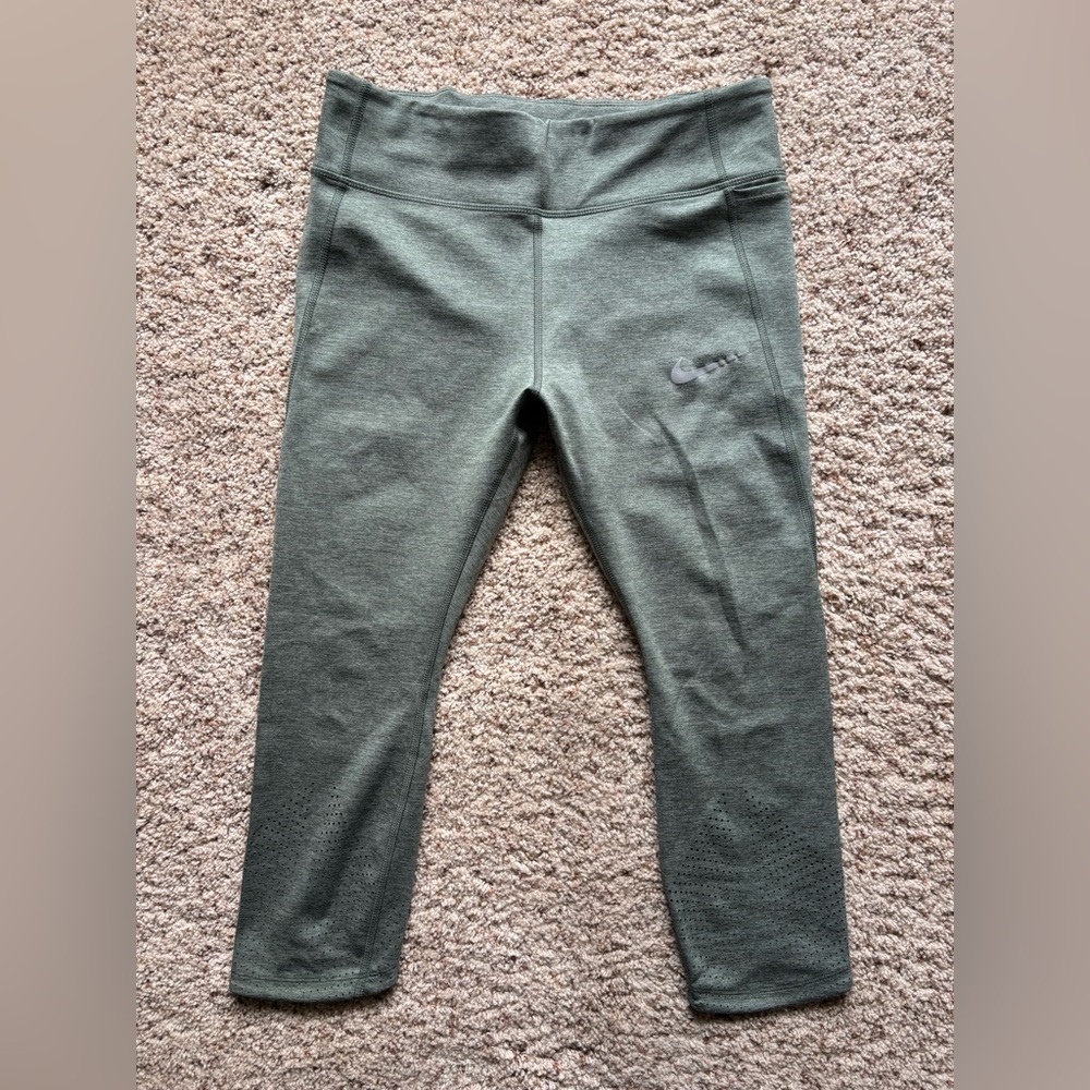 Nike Women's Epic Lux Running Cropped Leggings size L Juniper Fog/ Jade Stone